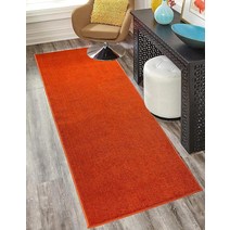 세탁 가능한 맞춤형 사이즈 러너 러그 단색 오렌지 길이 2.2 x 너비 66cm(7 26인치) 컷 미끄럼 방지 고무 백업 러그 복도용 엑스트라 롱 러그130017, 26 INCH BY 5 FEET