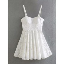 롱원피스 여자 쉬폰 린넨 여름 원피스 여자용 숏 드레스 컷 아웃 자수 미니 드레스 얇은 스트랩 파티 숙녀 2023 패션