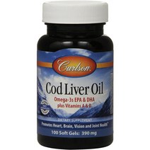미국직구 Carlson Labs 노르웨이 코드오일 비타민 A와 D의 천연 공급원 100 Softgels, 수량, 상세참조