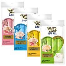 팬시피스트 퓨레키스 짜먹이는 고양이간식(10g 4개) 4종택1, 1개, 참치퓨레&참치플레이크(10g×4p)