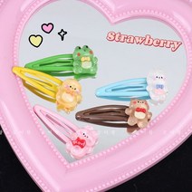 5개세트 귀여운 토끼 곰돌이 개구리 오리 머리핀 비비드 똑딱핀 헤어핀 집게핀 딸기 머리핀 헤어핀 똑딱핀 숭이왕