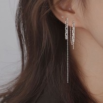 실버 925 선물 명품 유니크 빈티지 메탈 체인 언발런스 드롭 패션 은 귀걸이