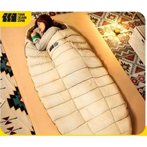 CAMPA 꼴로르침낭 따뜻한침낭 텐트 서울캠핑매장 우수한보온효과, 밀크 브라운 (다운 충전재 2000g) 윗면 벨벳 아랫