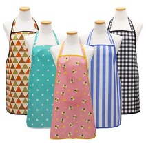 더해피 핸드메이드 손님용 목끈형 백곰 패턴 앞치마 손님 주방 카페 홈 수예 간이 턱받이, 손님용 목끈형 앞치마/체크 네이비