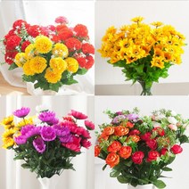 플라워트리 고급 성묘 조화꽃 추가 사은품 증정, 국화부쉬 45cm 화이트+레드+라벤더