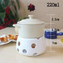 JINGHENG 도자기그릇 세라믹 홈파티 집들이 캠핑음식 치즈 중탕기 초콜릿 요리, 밑받침+베이지볼커버2포크2 왁스