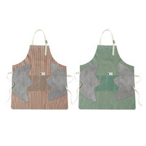 디에프 스트라이프방수앞치마, 브라운+그린