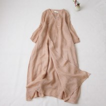 봄 여름 자수 브이넥 마 린넨 시원한 원피스