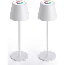 Maksone RGB 무선 테이블 램프 2팩 6600mWh 충전식 배터리 책상 램프 3000K 무단 조광 및 LED 색상 변경 야간 조명 IP54 방수 야외 휴대용 파티오용(화이트, RGB+웜 라이트(화이트 하우징)