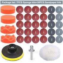 45 30 15PCS 3 인치 자동차 조명 키트 연마 복원 헤드 라이트 수리 세트 사포 샌딩 디스크 패드 M10 드릴 어댑터, [12] Package 12