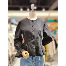 [4CUS]포커스 콩 단추 밑단 프릴 절개 블라우스 FM3C7BL0207