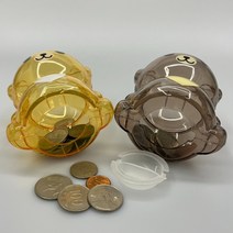 곰돌이 투명 저금통 소형