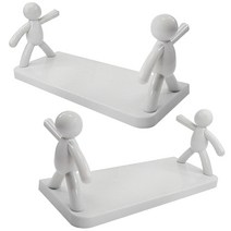 다올려 부착식 선반 무타공 붙이는 벽선반 거치대, 2개입-그레이+부착4단걸이, 1단