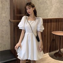 써스데이아일랜드 스타일 원피스 미니 화이트 퍼프 슬리브 스타일 요정 활 쉬폰 일본 스타일 카와이 우아한 빈티지 파티