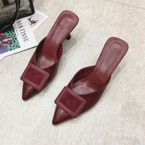 DFMEI Baotou가있는 여름 뾰족한 발가락 스틸레토 하이힐 패션 스퀘어 버클 여성용 반 슬립 샌들
