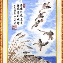 파워갤러리 파워 노안군도 소 기러기그림 금술 장수 건강 노년평안 재운 번창 그림 동양화 한국화, 골드
