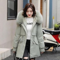 롱패딩 플라워 Jie 플러스 사이즈 다운 코튼 자켓 여성 2021 겨울 캐주얼 웜 블랙