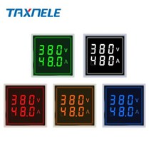 압력센서 LED 디지털 전압계 전류계 헤르츠 HZ 신호 조명 220V 전압 전류 측정기 볼트 앰프 테스터 감지기 AC 60-500V 1-100A, Square V A, Red