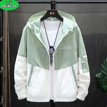 SHENGBO 남자 래쉬가드 여름 남여 후드 바람막이 자외선 차단 얇은 야상 점퍼+HY107WH