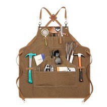 주머니가 많은 남성 정비 공업용 청소 미술용 공방 주방 미용 앞치마, 챠콜, 1개