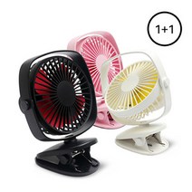 LANYI 1+1 충전되는 클립형 유모차 선풍기 핸디, 화이트+화이트