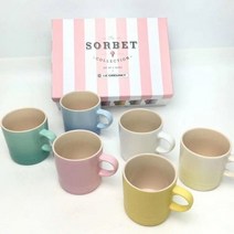르 쿠르제 머그컵 파스텔 & 레인보우 선물용 6종 세트, 소르베 파스텔 컵 6종세트 선물 포장