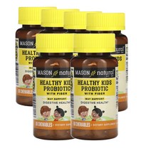 메이슨 내추럴 Mason Natural Kids Probiotic 헬시키즈 프로바이오틱스 with 파이버 츄어블 60정, 6팩