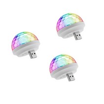 [아이온파티볼usb] 하연 USB LED 미러볼 3개입 휴대용 노래방 마이크 클럽 싸이크 조명 파티룸 특수 무드 소형