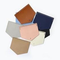 니뜨 인조가죽미니 파우치캡 재단원단 뜨개실무료도안증정 니뜨가방부자재 뜨개부자재 포켓 파우치캡 가방뚜껑 가방덮개 덮개장식, 카멜 브라운, 라운드