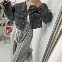어반조이 여성 간절기 데님 크롭 흑청자켓