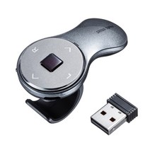 산와 무선 링 포인터 미니충전식 USB 에어마우스 2.4G 리모컨 펜 ppt, 다크 그레이 (400-MAW151GM), 공식 표준 분배