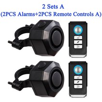 자동차경보기 자동차도난방지Sectyme 무선 방수 자전거 오토바이 전기 도난 경보 USB 충전 원격 제어 진동, 05 2 Sets Alarm  A