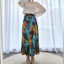 리베리베 LIEBELIEBE 여성 밴딩 롱 스커트 나염 플라워 치마 빅사이즈 휴양지패션 여행룩 화사한 트윈룩 국내제작 플레어 A라인치마