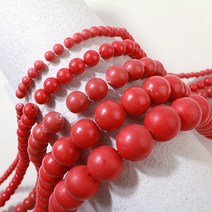 [51-058]원석라운드 4/6/8/10mm 산호합성 반줄