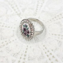 큐빅 타원 실버 반지 프랑스자수 반제품 자수용 DIY