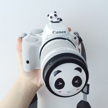 Zoom-AI DSLR 미러리스 카메라 캐릭터 핫슈 보호 커버, 1개, 판다 렌즈캡 49mm