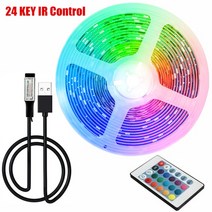 스마트 조명 5050 LED 스트립 라이트 블루투스 원격 제어 거실 TV 배경 빛나는 다이오드 RGB Fita 리본 램, 01 2835 RGB_03 3m, 02 24 Key Control