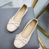 따봉오빠 1cm 여성 주름 셔링 리본 플랫 단화 화이트(DB441)