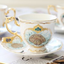 애프터눈 티 세트 호텔 찻잔 브런치 디저트 접시YeFine 도자기 오후 홍차 컵과 접시 세트 Drinkware 커피, 09 K