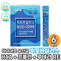 락토테미 체지방 감소 유산균 다이어트 프로바이오틱스 프리바이오틱스 말토덱스트린 루테리 생유산균 가르시니아 스틱 분말 먹는법, 6박스, 60포