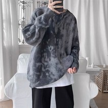 HXT 겨울 남성용 스웨터 니트티 라운드 그라데이션 빈티지 소프트 오버핏 빅사이즈