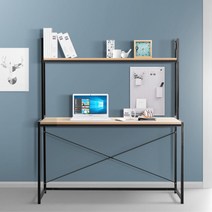 가성비 1200 철제 조립식 학생 책상 컴퓨터용책상 가성비책상 좋은가구 diyc책상 desk, 이지심플 126 TOP 선반 책상 블랙
