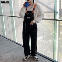 DFMEI 카고 멜빵 남 캐주얼 와이드 점프슈트