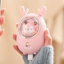 에메랄드Mall 선물 자가용 고급형 캐릭터 보조배터리 전기 손난로 핫팩, 분홍사슴