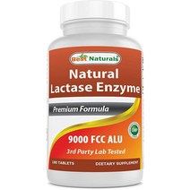 Best Naturals 천연 락타아제 효소가 함유된 락토스 불내성 완화 정제 빠르게 작용하는 고 락타아제 9000 FCC ALU 180개, 180.0 Servings (Pack of 1)