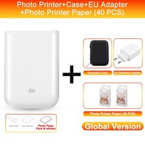 스마트폰사진인화기 휴대폰 사진출력 Xiaomi Mi 미니 휴대용 포켓 포토 프린터 Mijia ZINK 300 인치 당 점, [13] N 40PCS N Box EU Plu