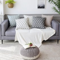 3중직 자카드 리프 쿠션 50x50, (리프 메인-그레이)