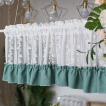 미니 꽃 넝쿨 레이스 프라이버시 레이어드 바란스 폴리 커튼 150x45cm 봉 끼우는 주름 블라인드