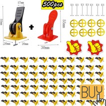 재사용 가능한 타일 레벨링 시스템 클립 500 개 바닥 벽 스페이서 레벨러 로케이터 조절기 세트, Set 4  50pcs Leveler