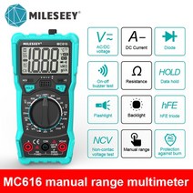 Mileseey-NCV MC616 디지털 멀티미터 자동 범위 AC/DC 전압계 백라이트 대형 화면 전기 유지 보수 도구, 01 MC616
